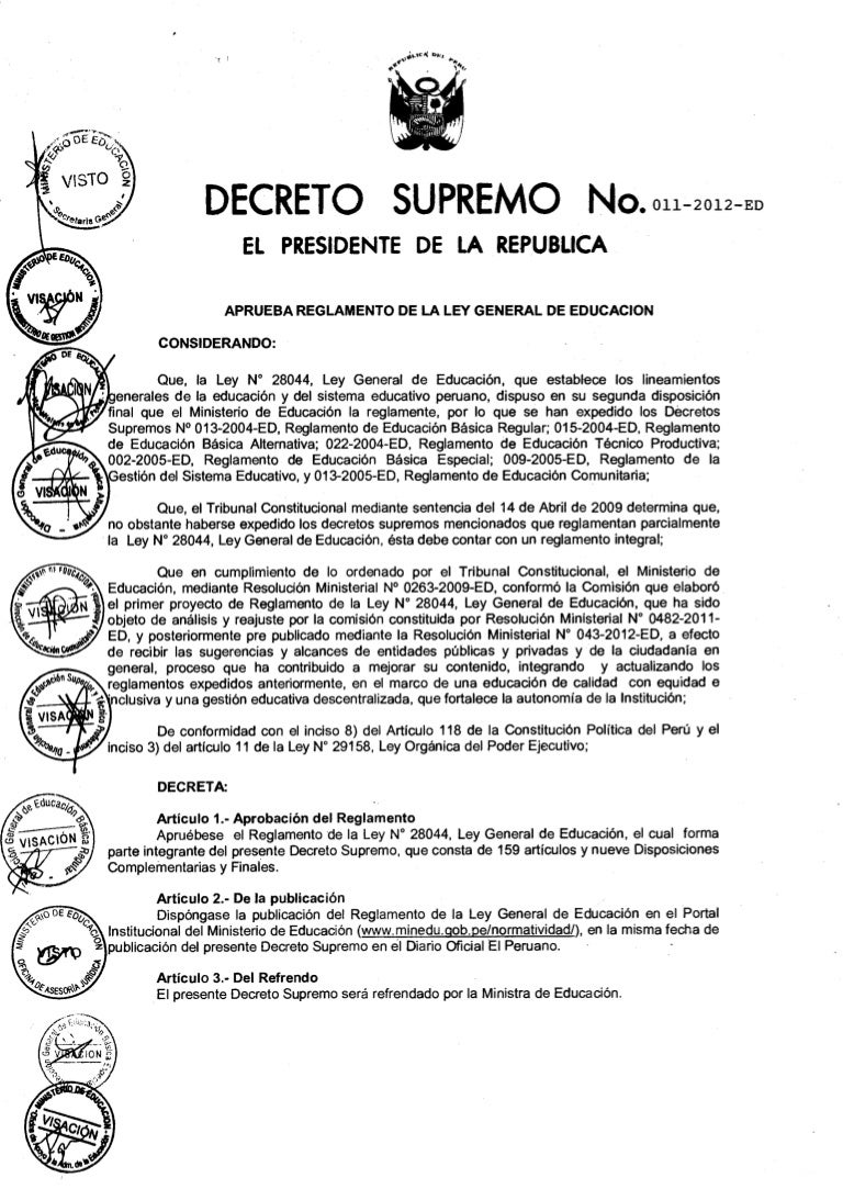 Decreto supremo no. 011 2012_ed.
