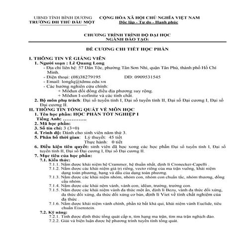 De cuong hoc phan tn 1 | PDF