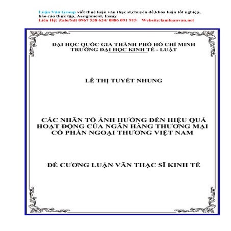 CÁC NHÂN TỐ ẢNH HƯỞNG ĐẾN HIỆU QUẢ HOẠT ĐỘNG CỦA NGÂN HÀNG THƯƠNG MẠI CỔ PHẦN...