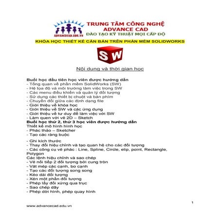 Khóa học solidworks cơ bản và nâng cao