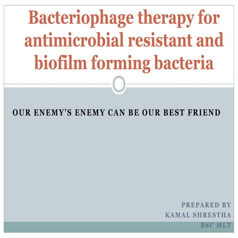 Bacteriophage therapy for antimicrobial resistant and biofilm forming [Autosa...