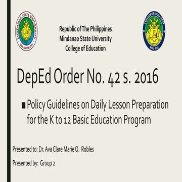 DepEd Order no. 42 s. 2016
