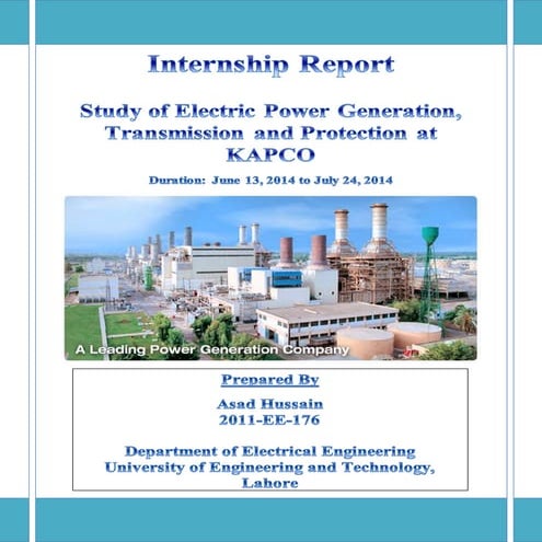 Gas turbine Power Station Internship Report