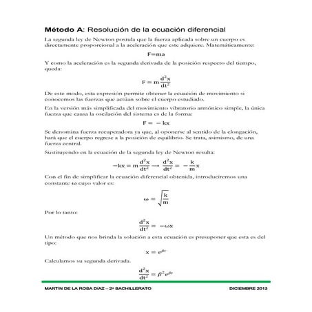 Deducción ecuación movimiento armónico simple (MAS)