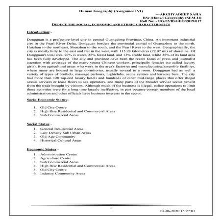 The social, economic and ethnic characteristics