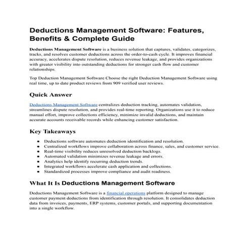 Deductions Management Solutions: Automation, Software & Key Benefits ...