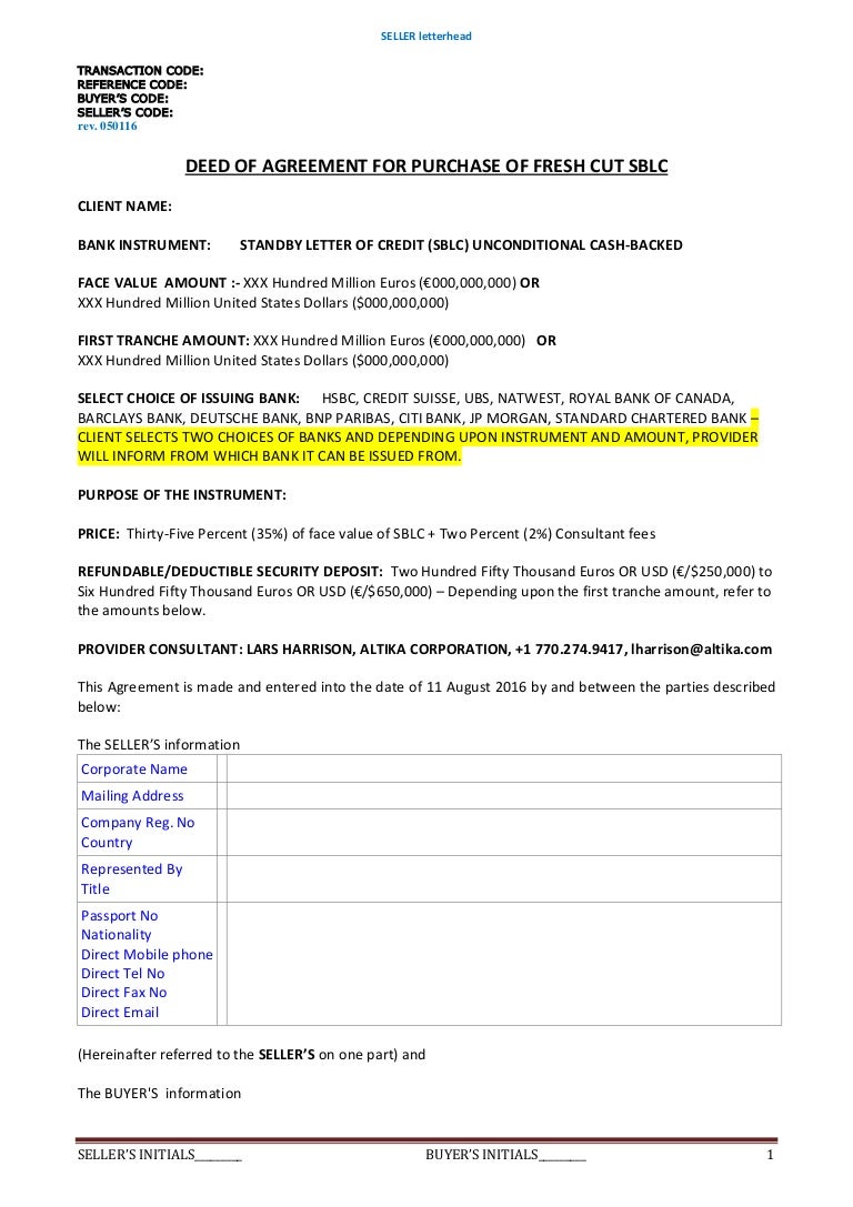 payment letter agreement SBLC Agreement 35 D`eposit RWA Deed of Security Purchase 2 payment letter agreement SBLC Agreement 35 D`eposit RWA Deed of Security Purchase 2