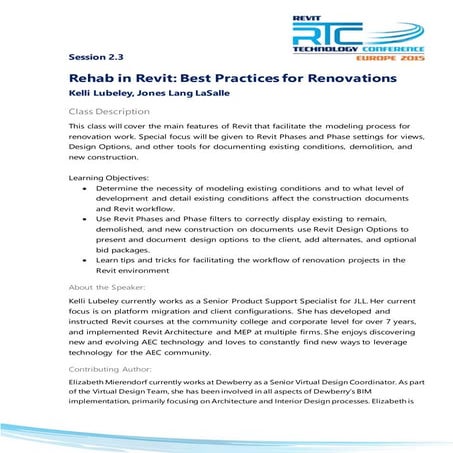 Rehab in Revit - Handout