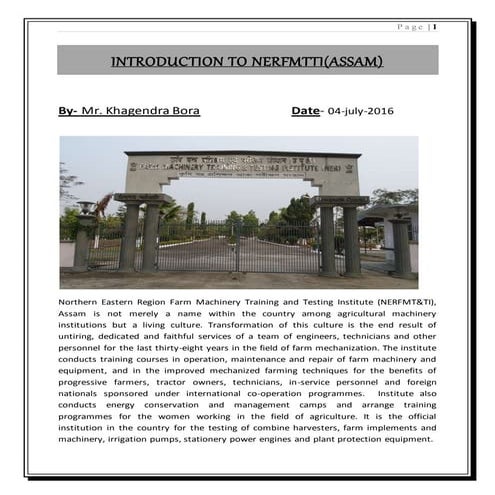 farm machinery assam project report