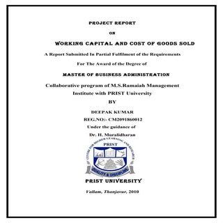 project report on working capital