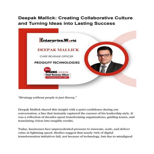 Deepak Mallick_ Creating Collaborative Culture and Turning Ideas into ...