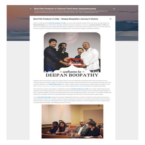 Best Top Indian Filmmaker- Deepan Boopathy | PPTX