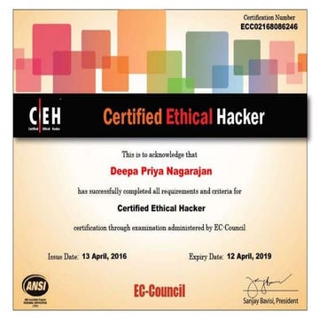Deepa Priya - Certified Ethical Hacker | PPTX