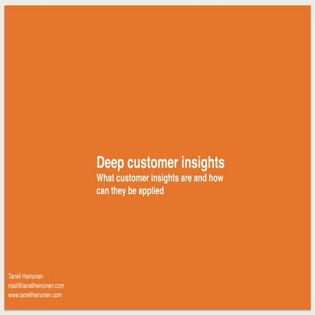 Deep Customer Insights, Laurea, October 2015 