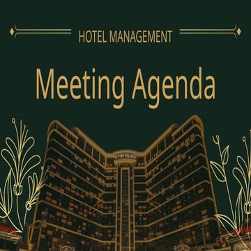 Deep Green and Gold Minimal Luxury Hotel Management Meeting Agenda