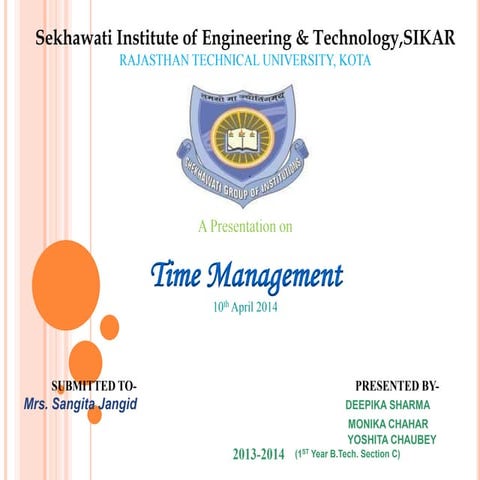 Deepika sharma presentation of time management