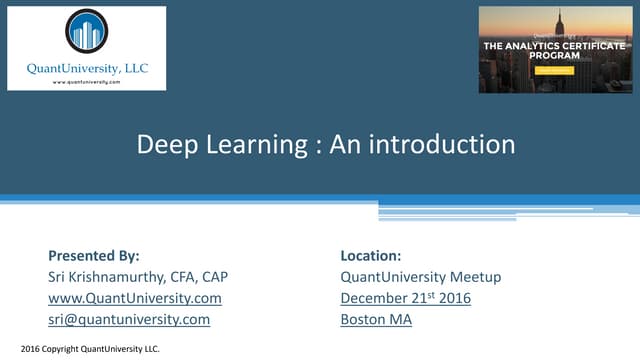 Deep learning - Part I