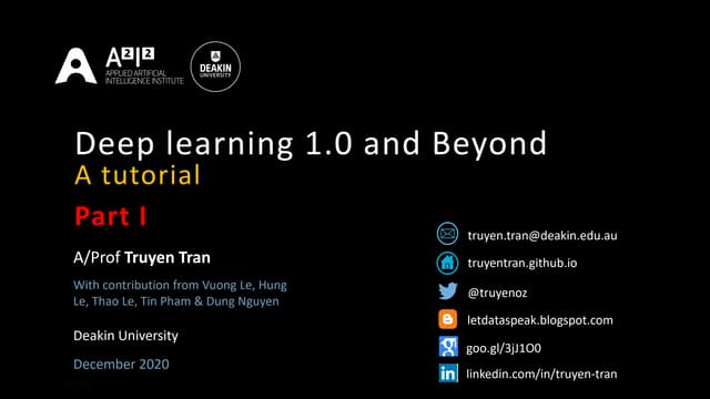 Deep learning 1.0 and Beyond, Part 1