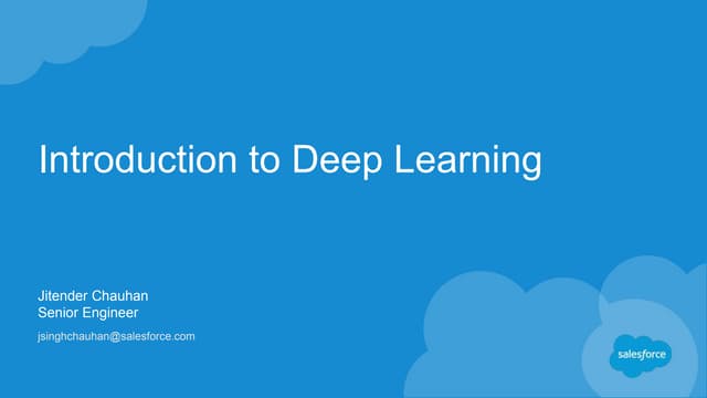 Introduction to Deep Learning 