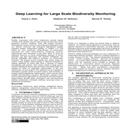 Deep learning for large scale biodiversity monitoring