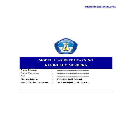 (Deep Learning) Modul Ajar PAI dan Budi Pekerti Kelas 8 Kurikulum Merdeka