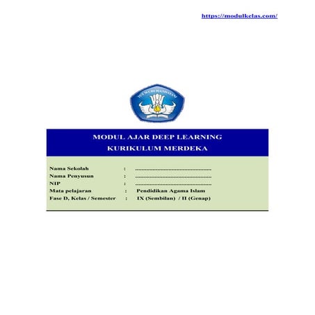 (Deep Learning) Modul Ajar PAI dan Budi Pekerti Kelas 9 Kurikulum Merdeka