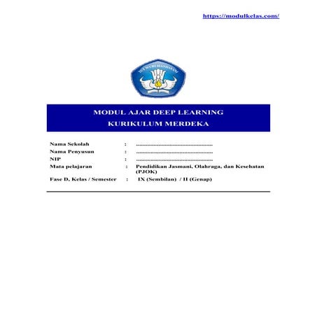 Modul Ajar Deep Learning PJOK Kelas 4 Semester 2 Terbaru 2026 | DOCX