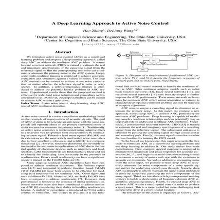 Deep Learnung ANC Approach for Active Noise | PDF