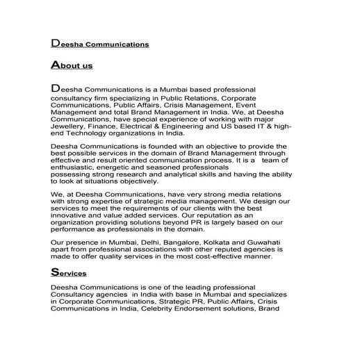 Deesha communications