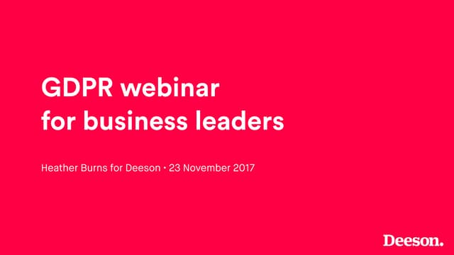 GDPR webinar for business leaders