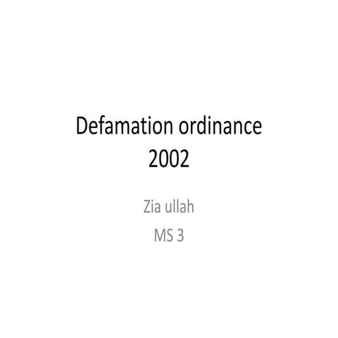 Defamation Ordinance 2002 and Contempt of Court Act 1976