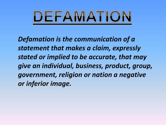 Defamation ppt PPT Defamation ppt PPT