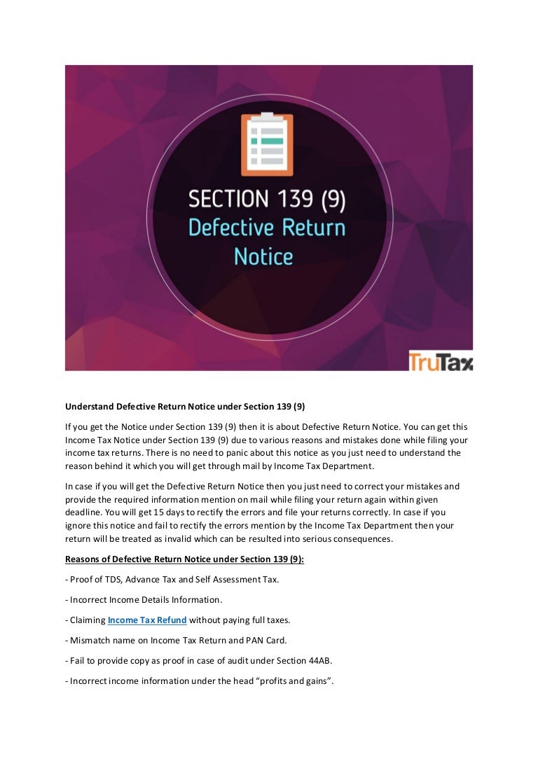 Defective return notice