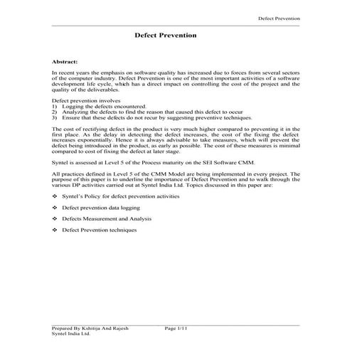 Defect Prevention