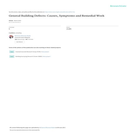 Defects in buildings