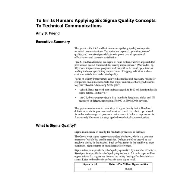 Amy S Friend- STC- To Err Is Human: Applying Six Sigma Quality to Technical C...