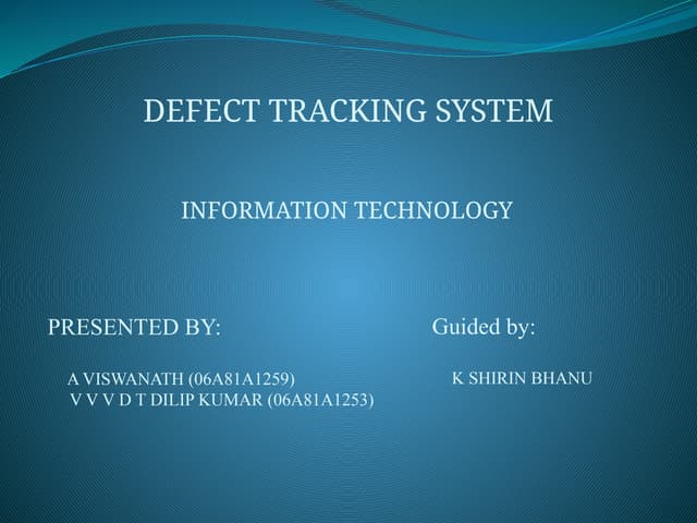 DEFECT TRACKING SYSTEM USING JAVA PROJECT.pptx | Free Download