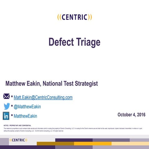 Defect Triage by Matt Eakin