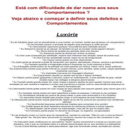 Defeitos e comportamentos