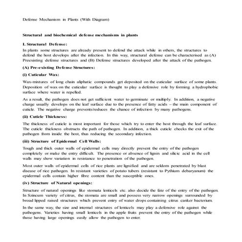 Defence mechanism in plants