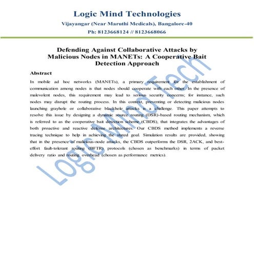 Defending against collaborative attacks by malicious nodes in mane ts a coope...