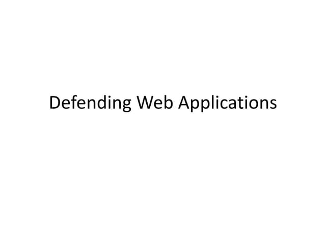 Defending web applications v.1.0