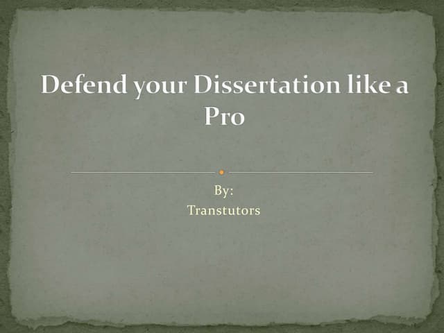 Dissertation Defense Presentation | PPTX