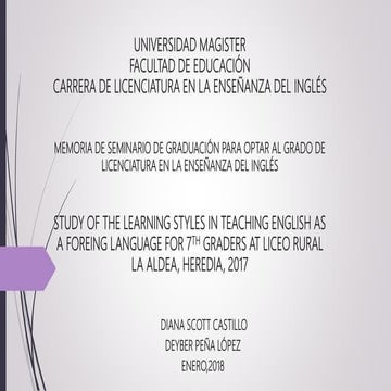 Study of the Learning styles in teaching English as a Foreing Language for 7t...