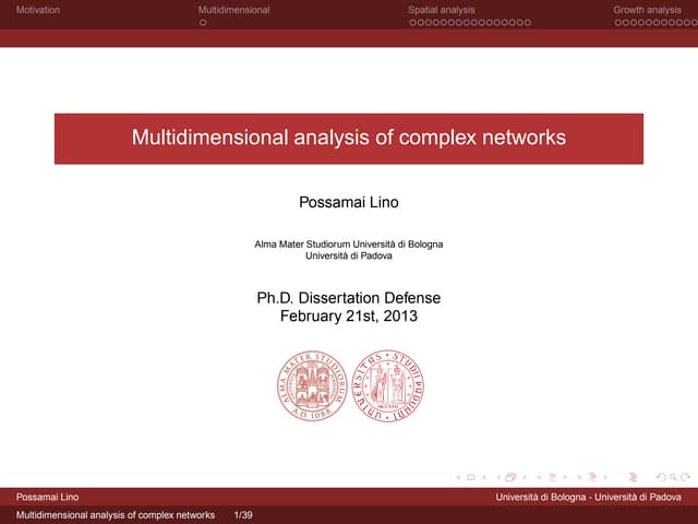 Multidimensional Analysis of Complex Networks