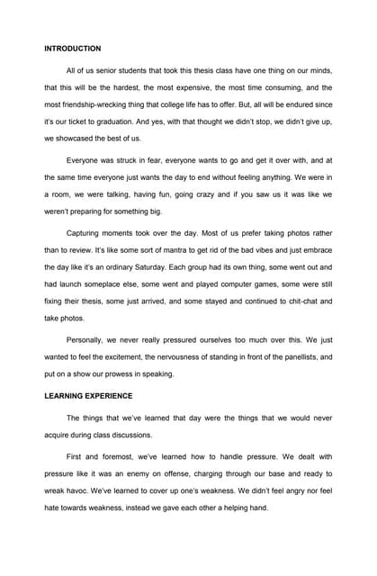 Narrative Report About Thesis Defense - Thesis Title Ideas For College