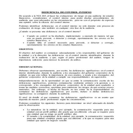 Deficiencia de control interno | DOCX
