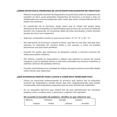 Deficiencias en lecto escritura.