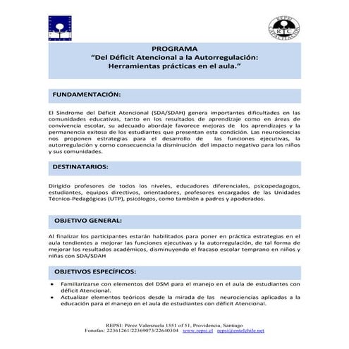Deficit atencional autorregulacion