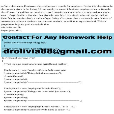 define a class name Employee whose objects are records for employee..pdf